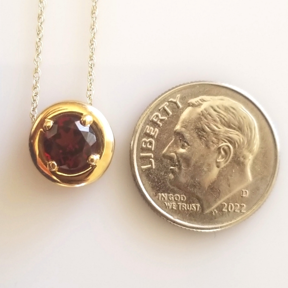 10K Gold Garnet Pendant Necklace - Picture 2 of 12
